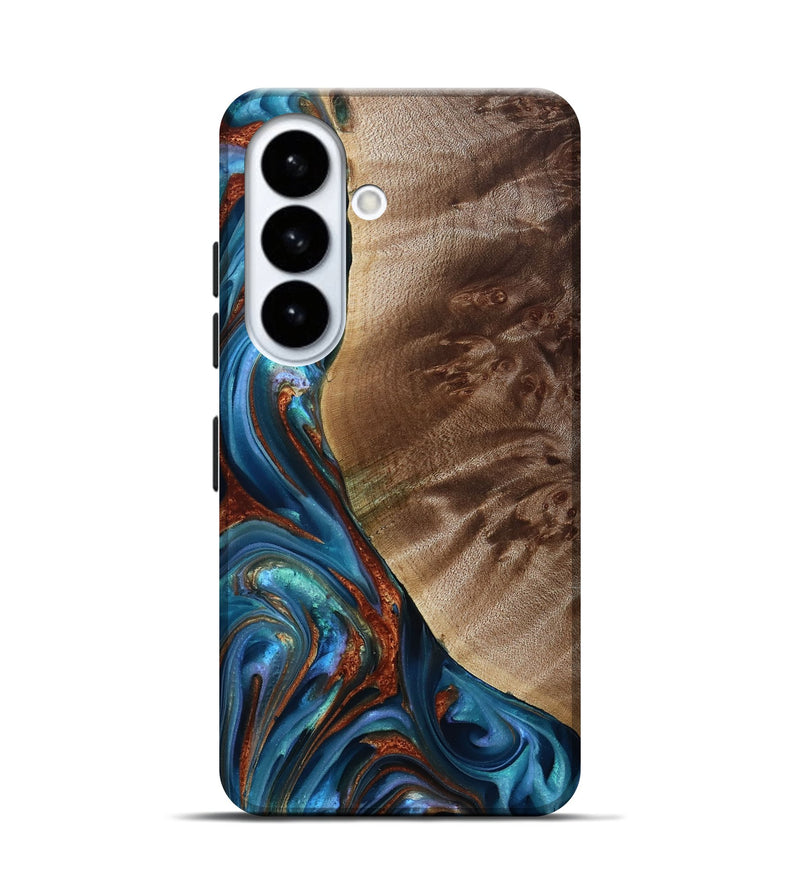 Galaxy S26 Wood Live Edge Phone Case - Citlali (Teal & Gold, 815794)
