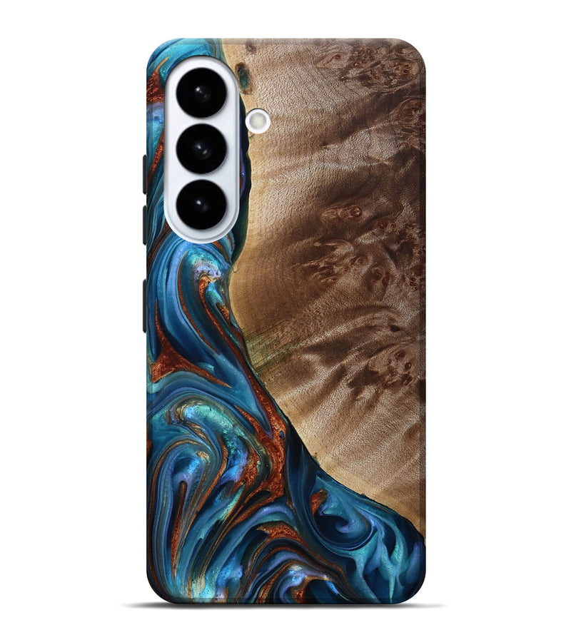 Galaxy S26 Plus Wood Live Edge Phone Case - Citlali (Teal & Gold, 815794)