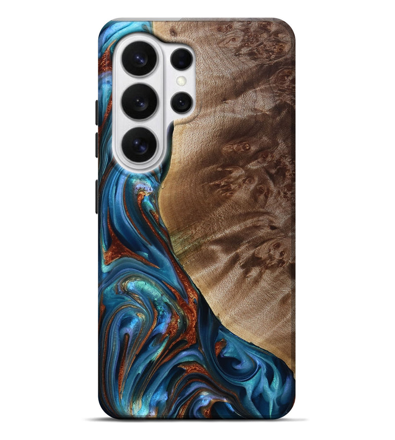 Galaxy S26 Ultra Wood Live Edge Phone Case - Citlali (Teal & Gold, 815794)