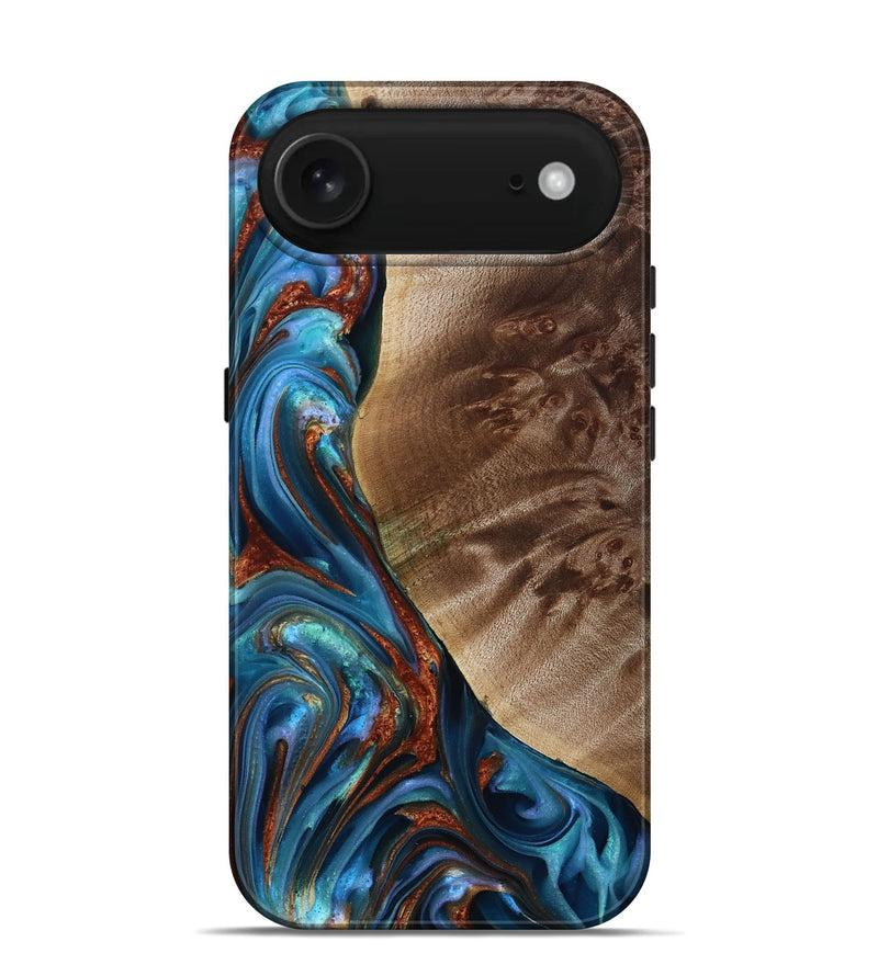 iPhone 17 Air Wood Live Edge Phone Case - Citlali (Teal & Gold, 815794)