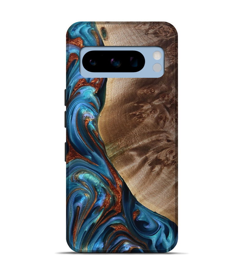 Pixel 8 Pro Wood Live Edge Phone Case - Citlali (Teal & Gold, 815794)