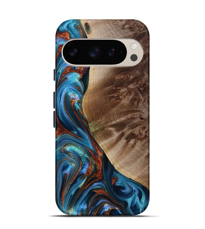 Pixel 9 Wood Live Edge Phone Case - Citlali (Teal & Gold, 815794)