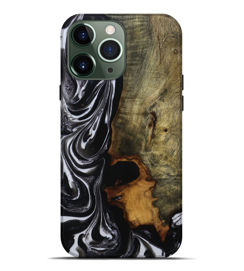 iPhone 13 Pro Max Wood Live Edge Phone Case - Janiah (Black & White, 815795)