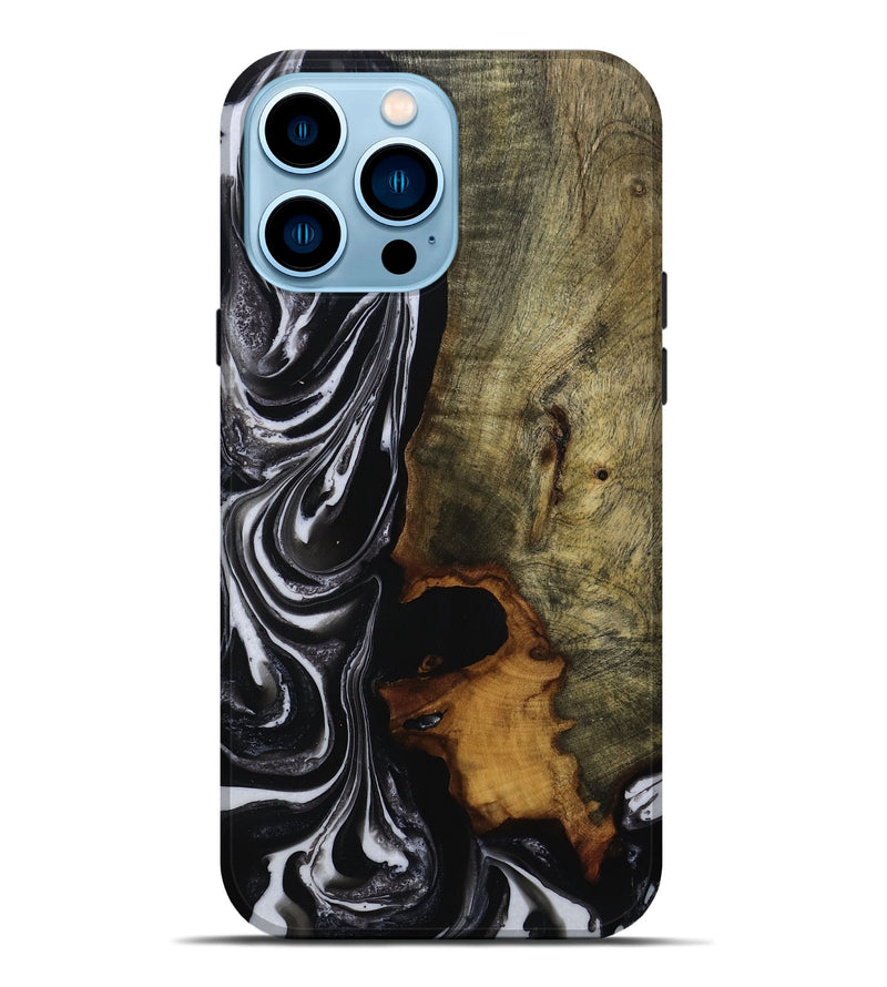 iPhone 14 Pro Max Wood Live Edge Phone Case - Janiah (Black & White, 815795)