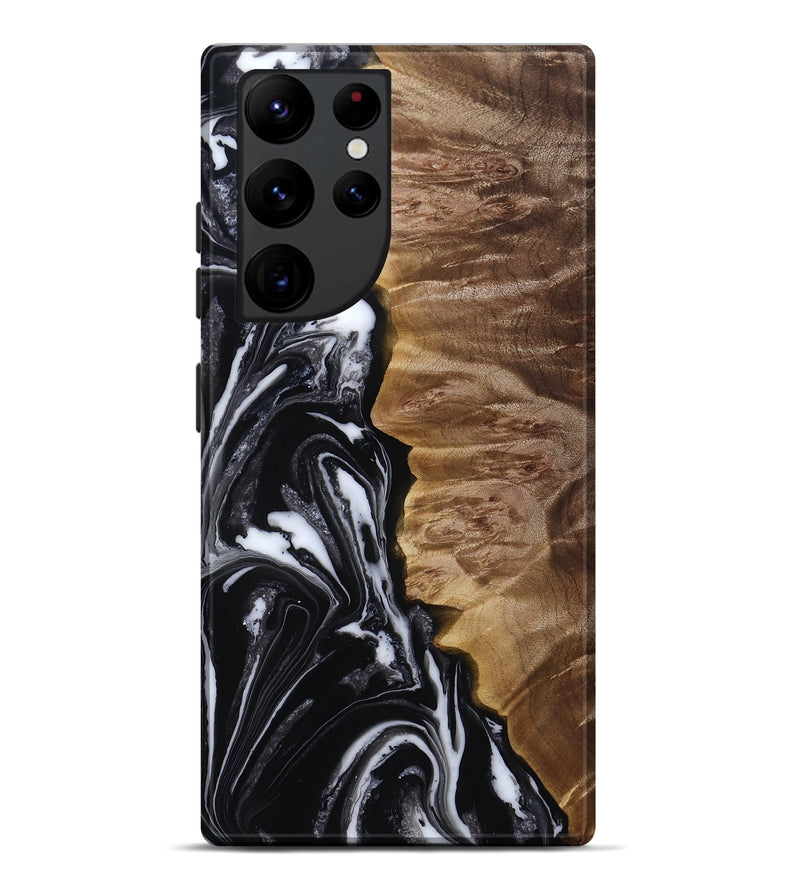 Galaxy S22 Ultra Wood Live Edge Phone Case - Rosetta (Black & White, 815796)