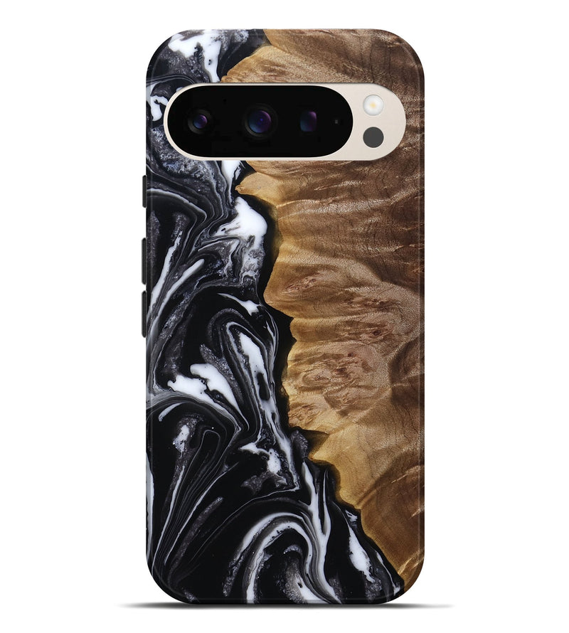 Pixel 10 Pro XL Wood Live Edge Phone Case - Rosetta (Black & White, 815796)