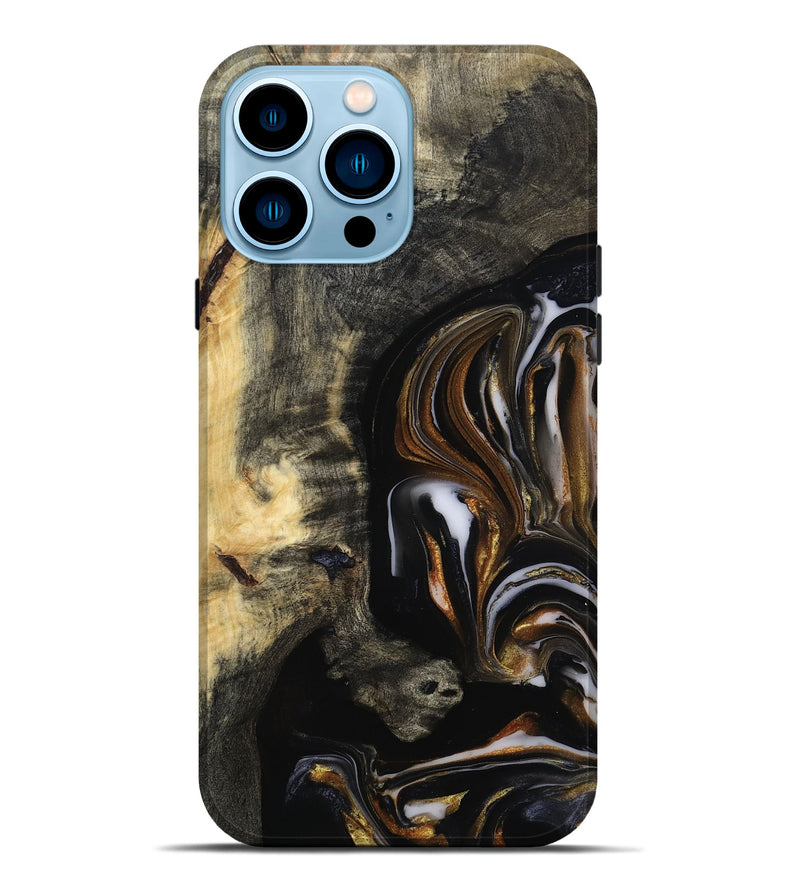 iPhone 14 Pro Max Wood Live Edge Phone Case - Hyman (Black & White, 815797)