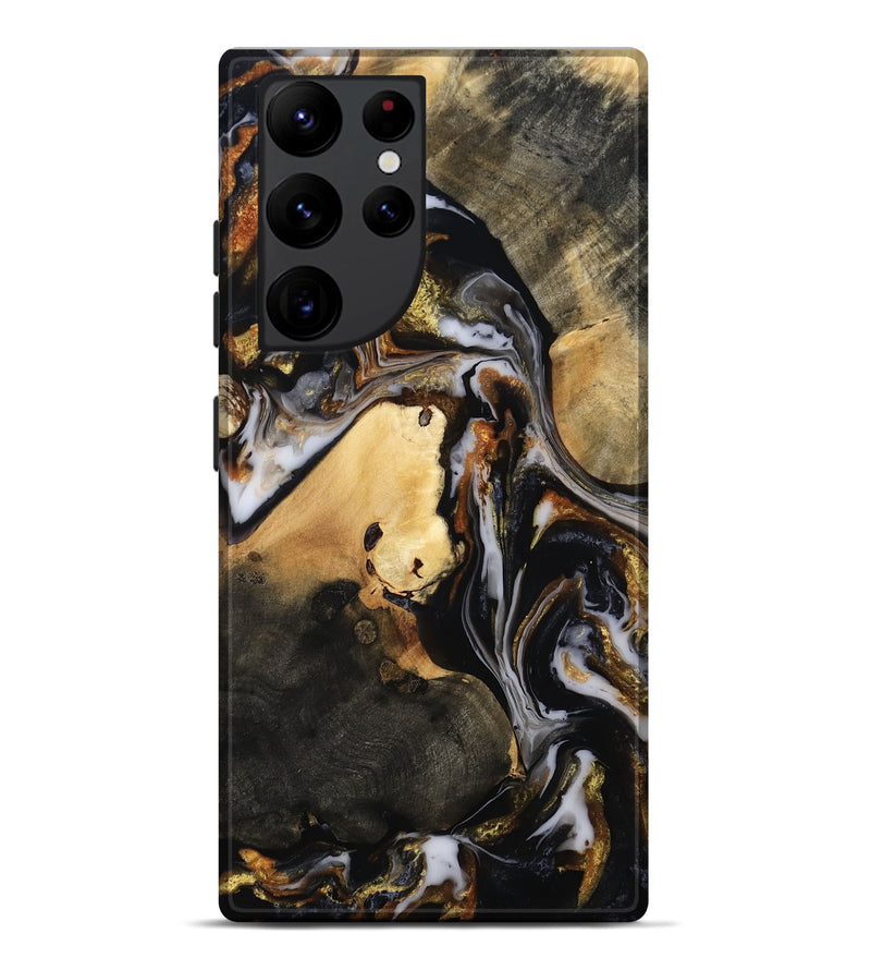 Galaxy S22 Ultra Wood Live Edge Phone Case - Carley (Black & White, 815801)