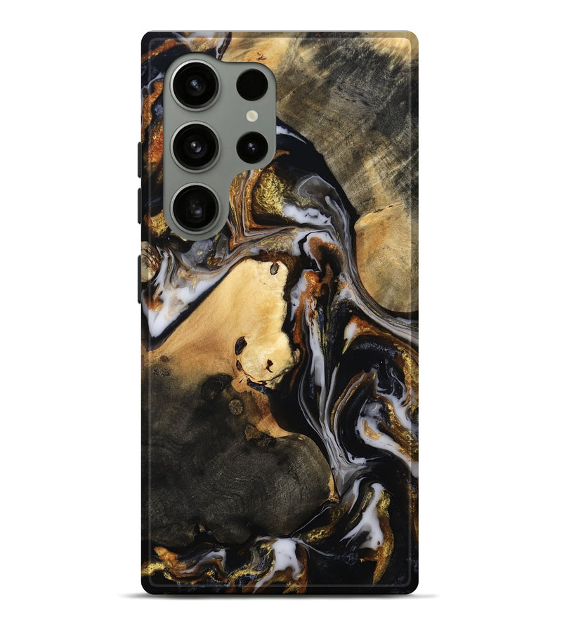Galaxy S24 Ultra Wood Live Edge Phone Case - Carley (Black & White, 815801)