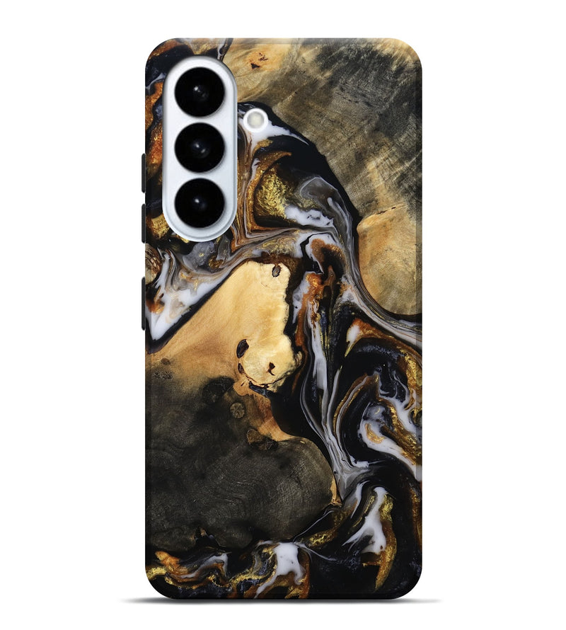 Galaxy S26 Plus Wood Live Edge Phone Case - Carley (Black & White, 815801)