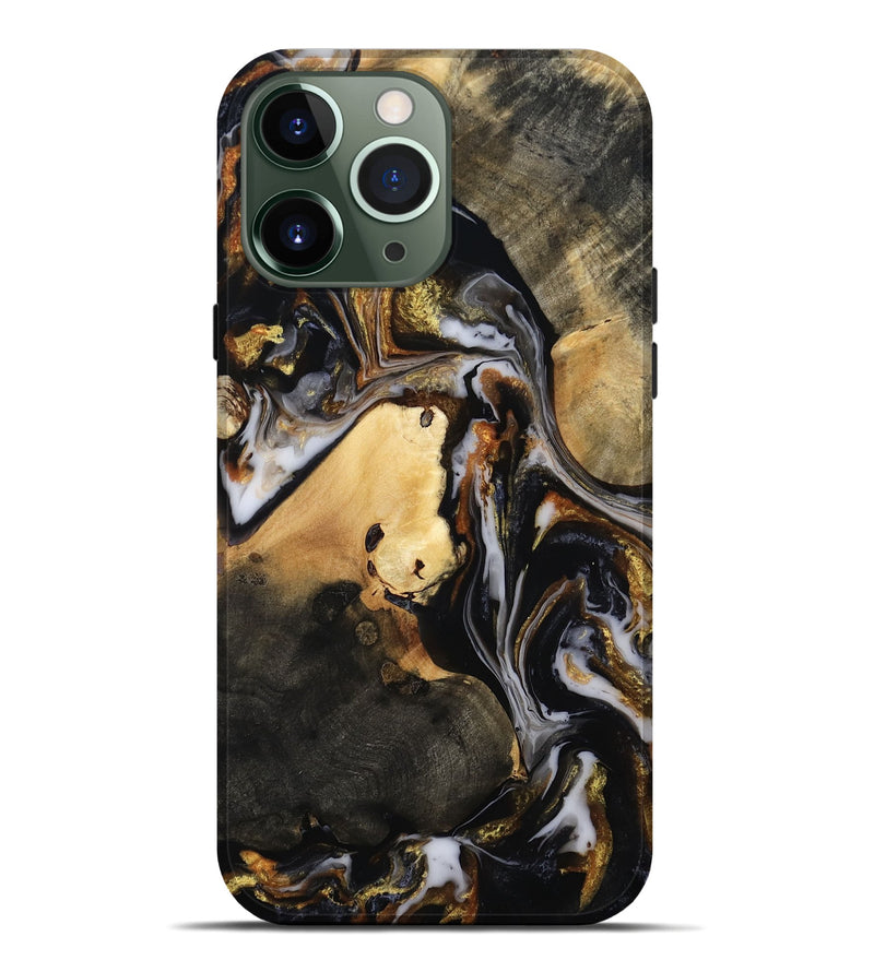 iPhone 13 Pro Max Wood Live Edge Phone Case - Carley (Black & White, 815801)