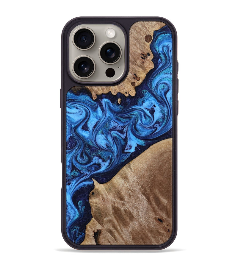 iPhone 16 Pro Max Wood Phone Case - Mabel (Blue, 815803)