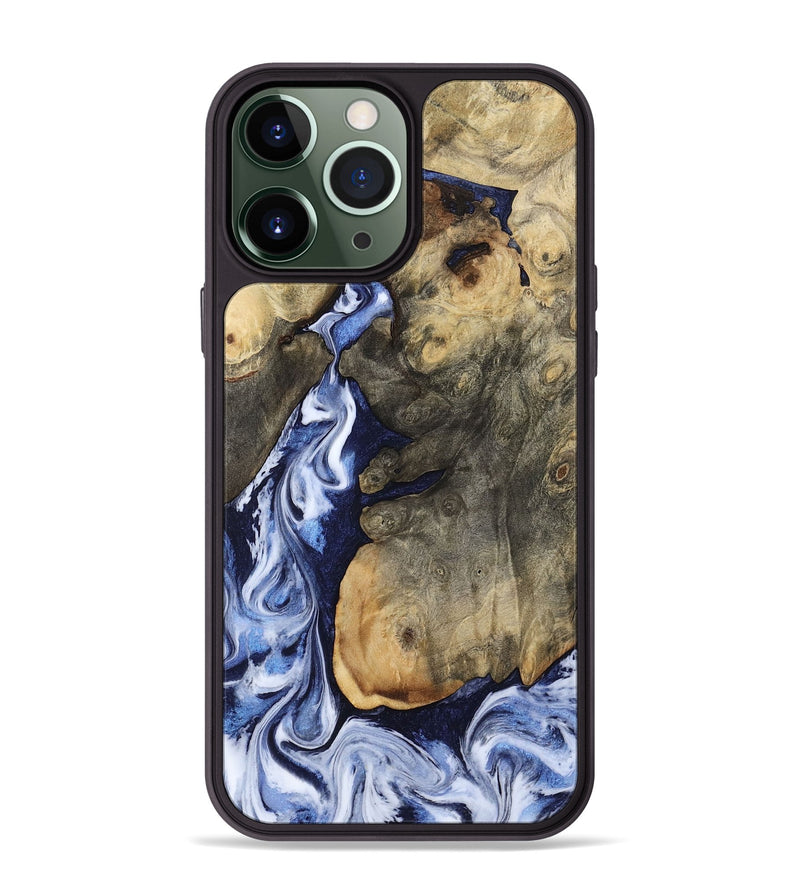 iPhone 13 Pro Max Wood Phone Case - Leatha (Blue, 815804)