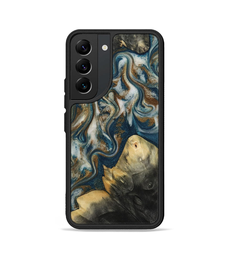 Galaxy S22 Wood Phone Case - Ingrid (Teal & Gold, 815814)
