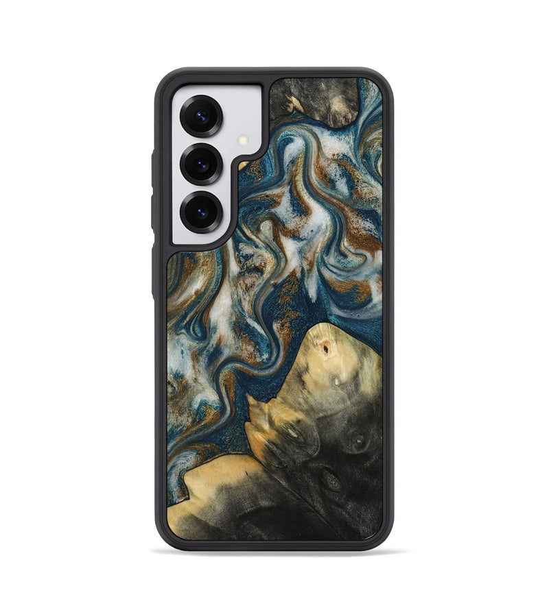 Galaxy S25 Wood Phone Case - Ingrid (Teal & Gold, 815814)