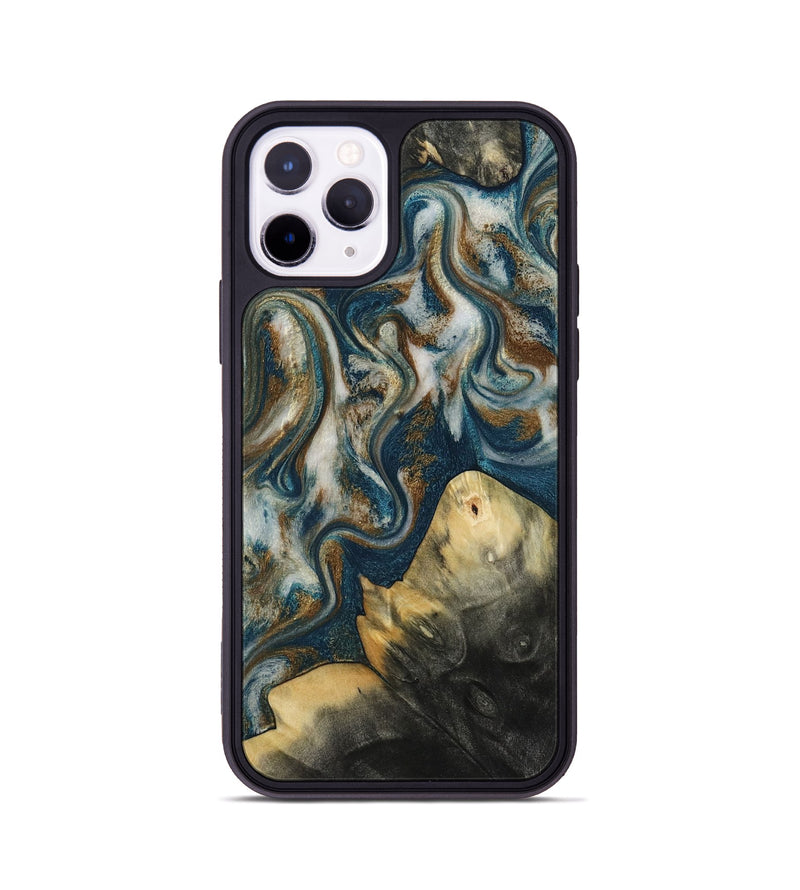 iPhone 11 Pro Wood Phone Case - Ingrid (Teal & Gold, 815814)