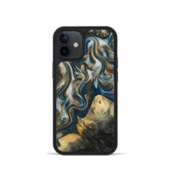 iPhone 12 mini Wood Phone Case - Ingrid (Teal & Gold, 815814)