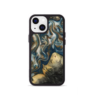 iPhone 13 mini Wood Phone Case - Ingrid (Teal & Gold, 815814)