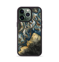 iPhone 13 Pro Wood Phone Case - Ingrid (Teal & Gold, 815814)