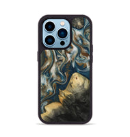 iPhone 14 Pro Wood Phone Case - Ingrid (Teal & Gold, 815814)