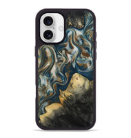 iPhone 16 Plus Wood Phone Case - Ingrid (Teal & Gold, 815814)