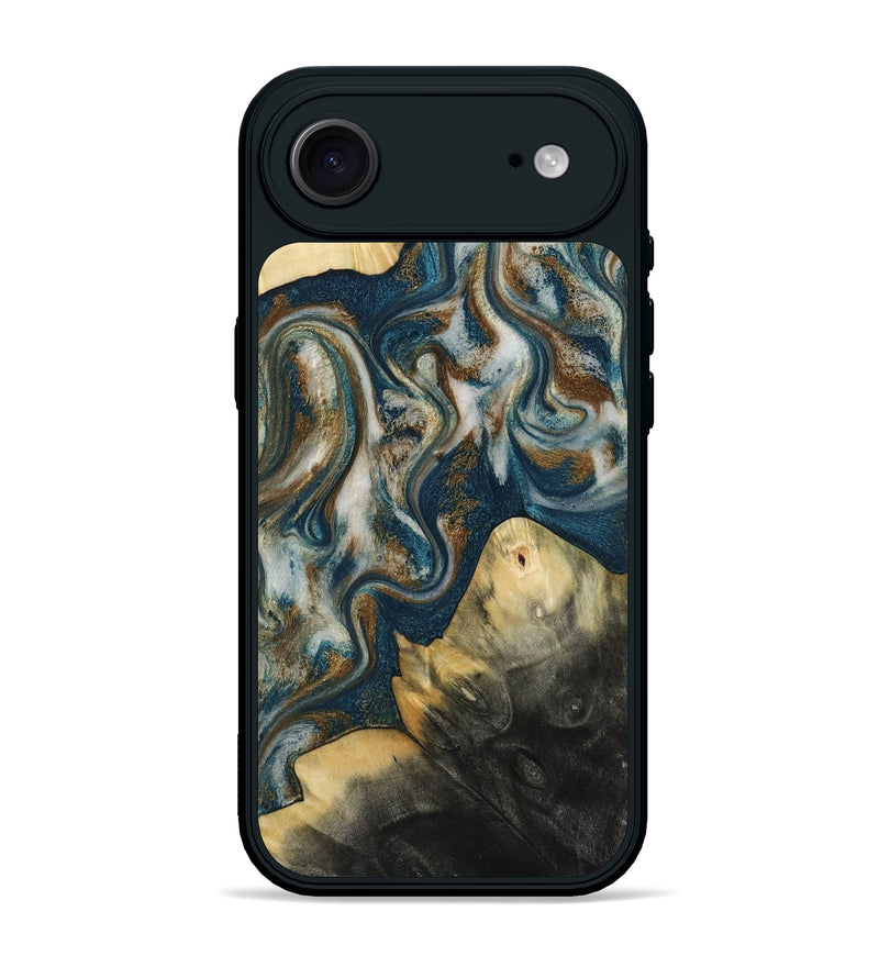 iPhone 17 Air Wood Phone Case - Ingrid (Teal & Gold, 815814)