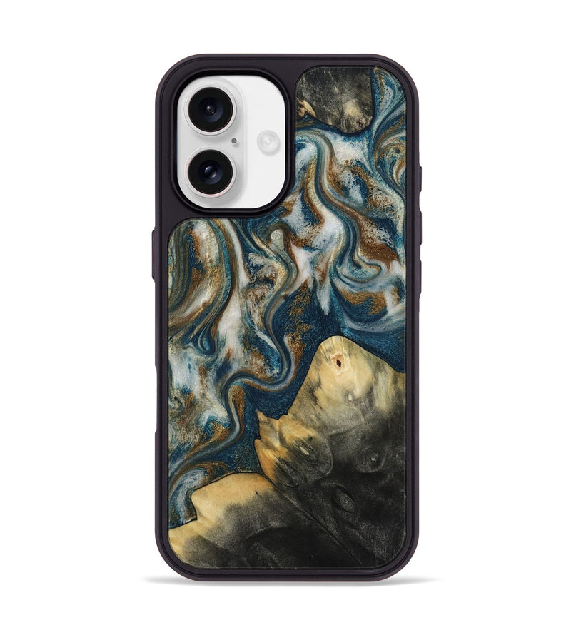iPhone 17 Wood Phone Case - Ingrid (Teal & Gold, 815814)