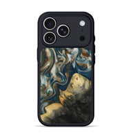 iPhone 17 Pro Wood Phone Case - Ingrid (Teal & Gold, 815814)