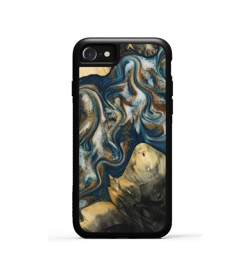 iPhone SE Wood Phone Case - Ingrid (Teal & Gold, 815814)
