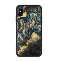 iPhone Xs Max Wood Phone Case - Ingrid (Teal & Gold, 815814)