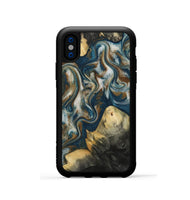 iPhone Xs Wood Phone Case - Ingrid (Teal & Gold, 815814)