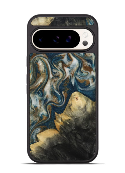 Pixel 9 Pro Wood Phone Case - Ingrid (Teal & Gold, 815814)