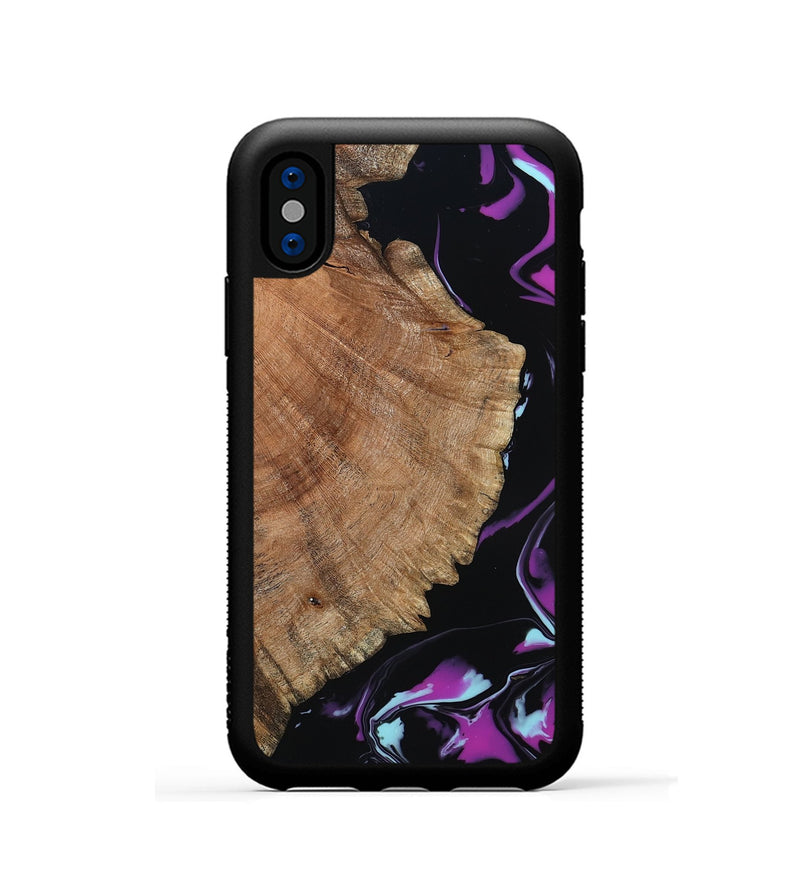 iPhone Xs Wood Phone Case - Hakeem (Purple, 815818)