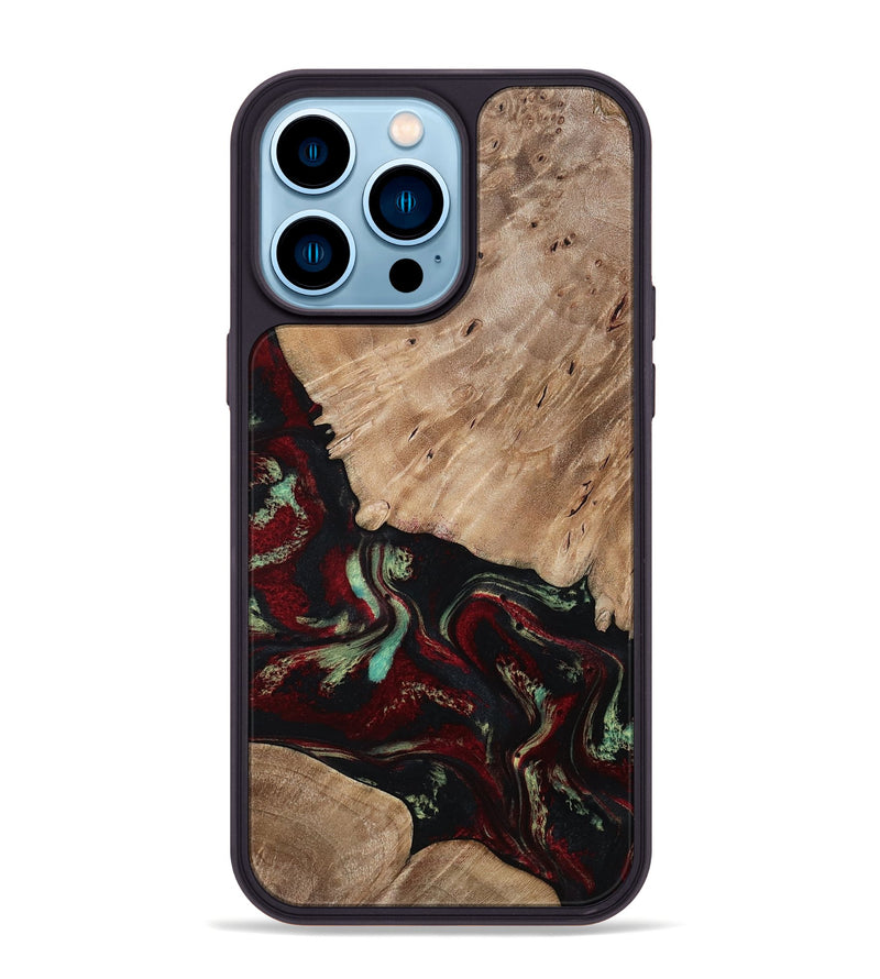 iPhone 14 Pro Max Wood Phone Case - Trey (Red, 815820)