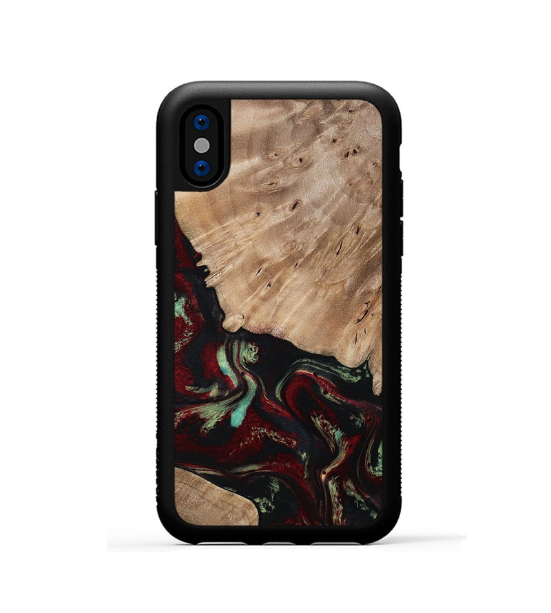 iPhone Xs Wood Phone Case - Trey (Red, 815820)