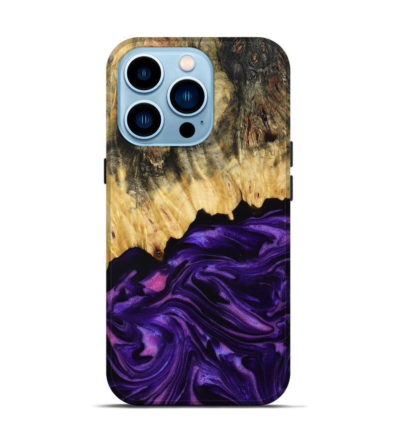 iPhone 14 Pro Wood Live Edge Phone Case - Mack (Purple, 815822)