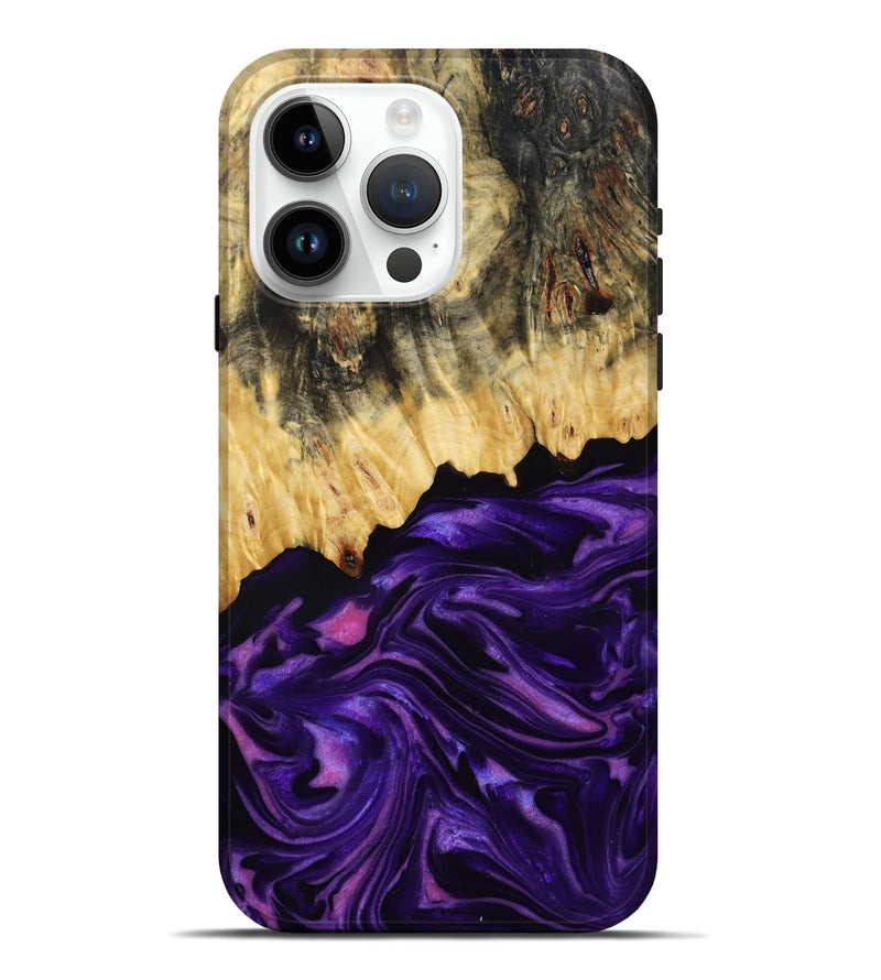 iPhone 15 Pro Max Wood Live Edge Phone Case - Mack (Purple, 815822)