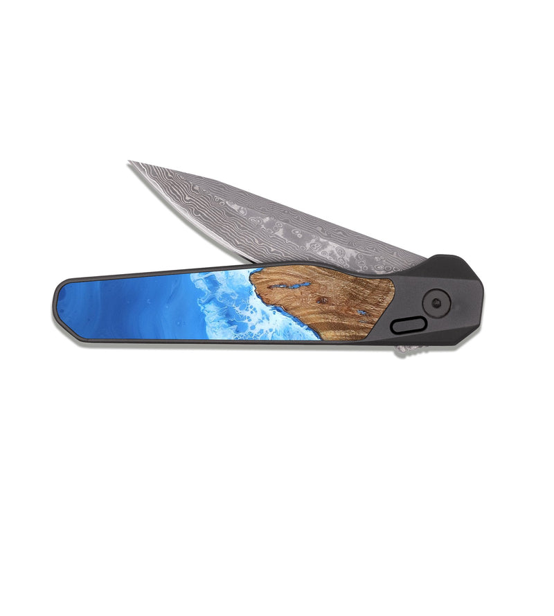 EDC Dark Damascus Wood Pocket Knife - Makena (Coastal, 815828)