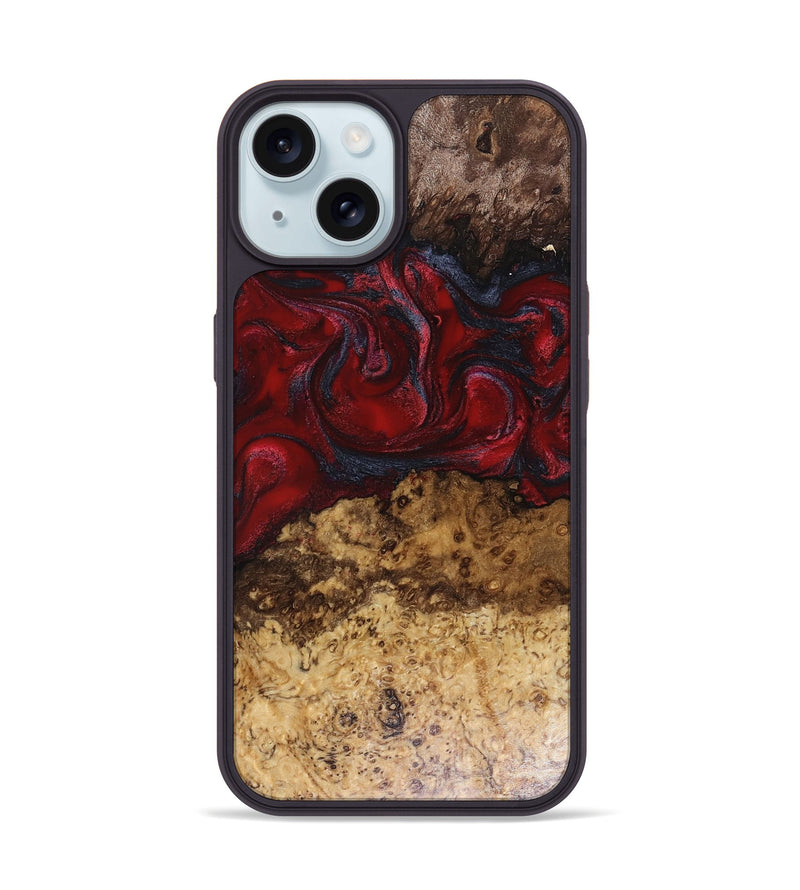 iPhone 15 Wood Phone Case - Elina (Red, 816056)