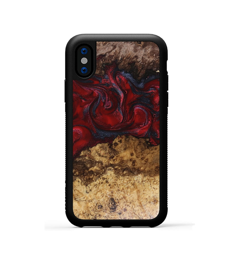 iPhone Xs Wood Phone Case - Elina (Red, 816056)