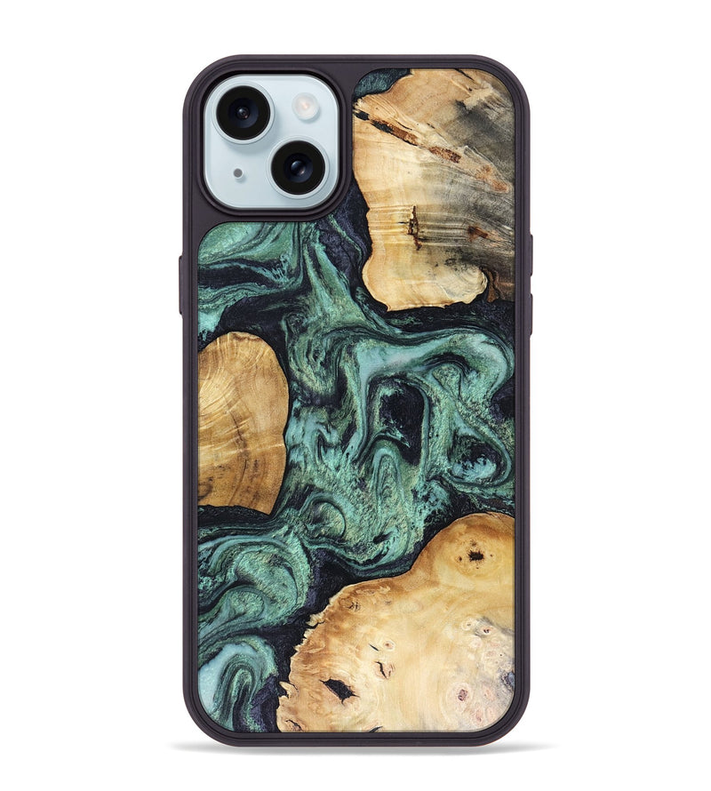 iPhone 15 Plus Wood Phone Case - Mellisa (Green, 816069)