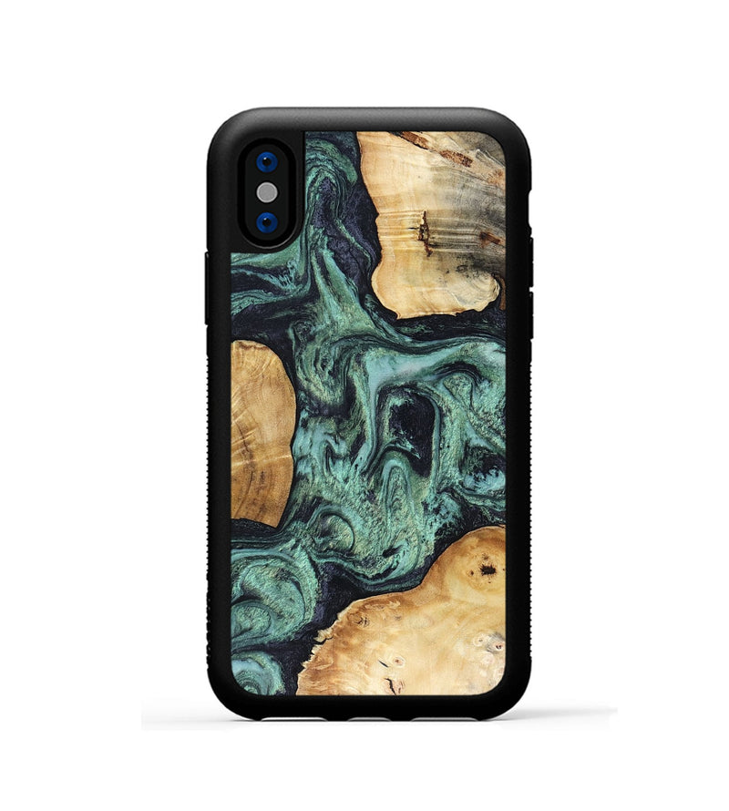 iPhone Xs Wood Phone Case - Mellisa (Green, 816069)