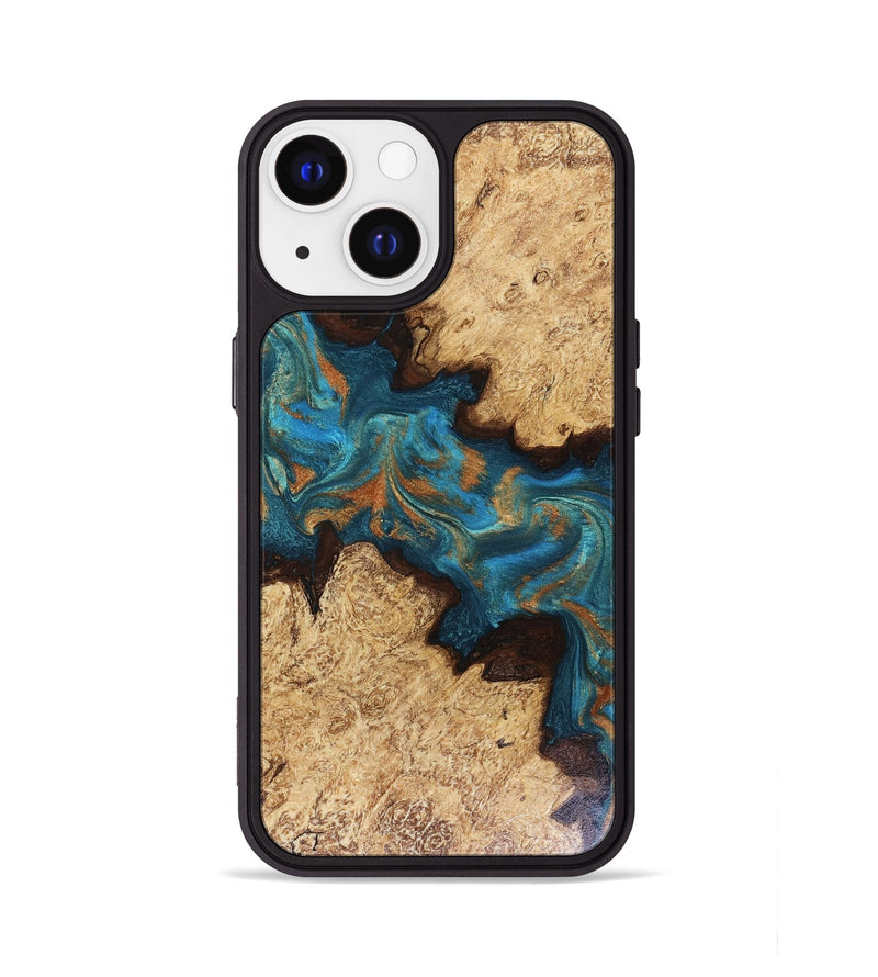 iPhone 13 Wood Phone Case - Siobhan (Teal & Gold, 816072)