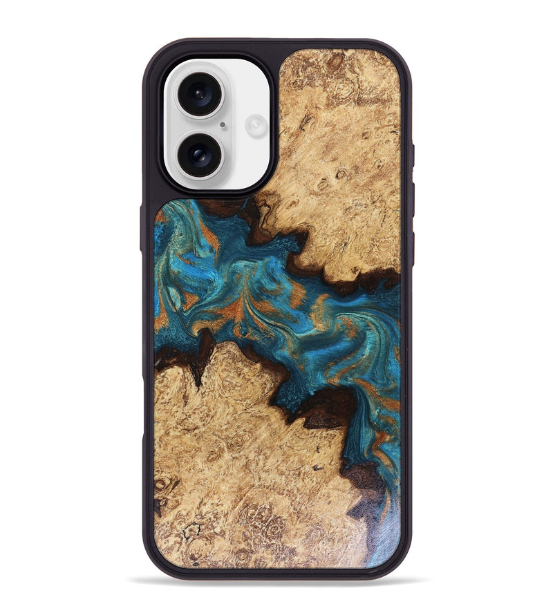 iPhone 16 Plus Wood Phone Case - Siobhan (Teal & Gold, 816072)