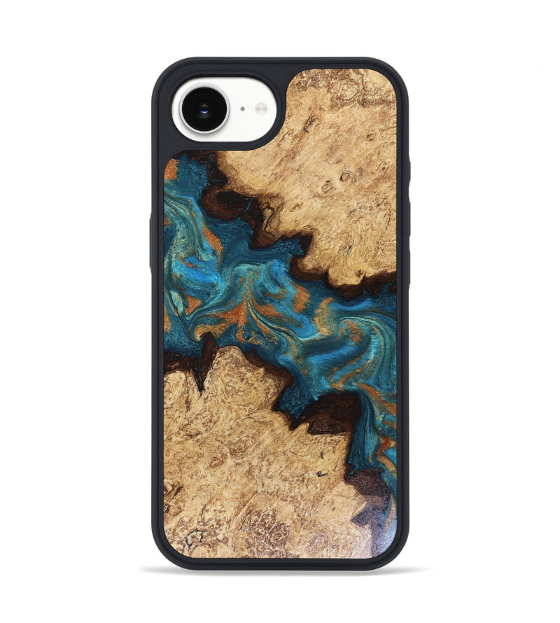 iPhone 16e Wood Phone Case - Siobhan (Teal & Gold, 816072)