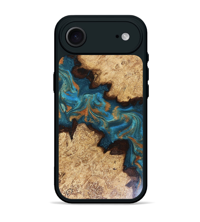 iPhone 17 Air Wood Phone Case - Siobhan (Teal & Gold, 816072)