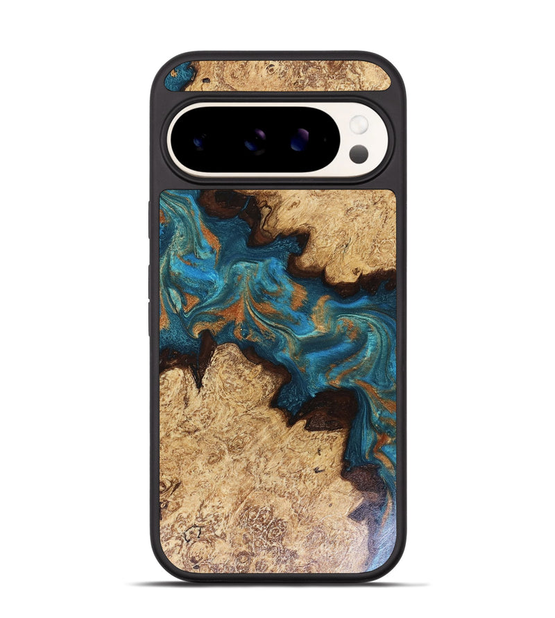 Pixel 9 Wood Phone Case - Siobhan (Teal & Gold, 816072)