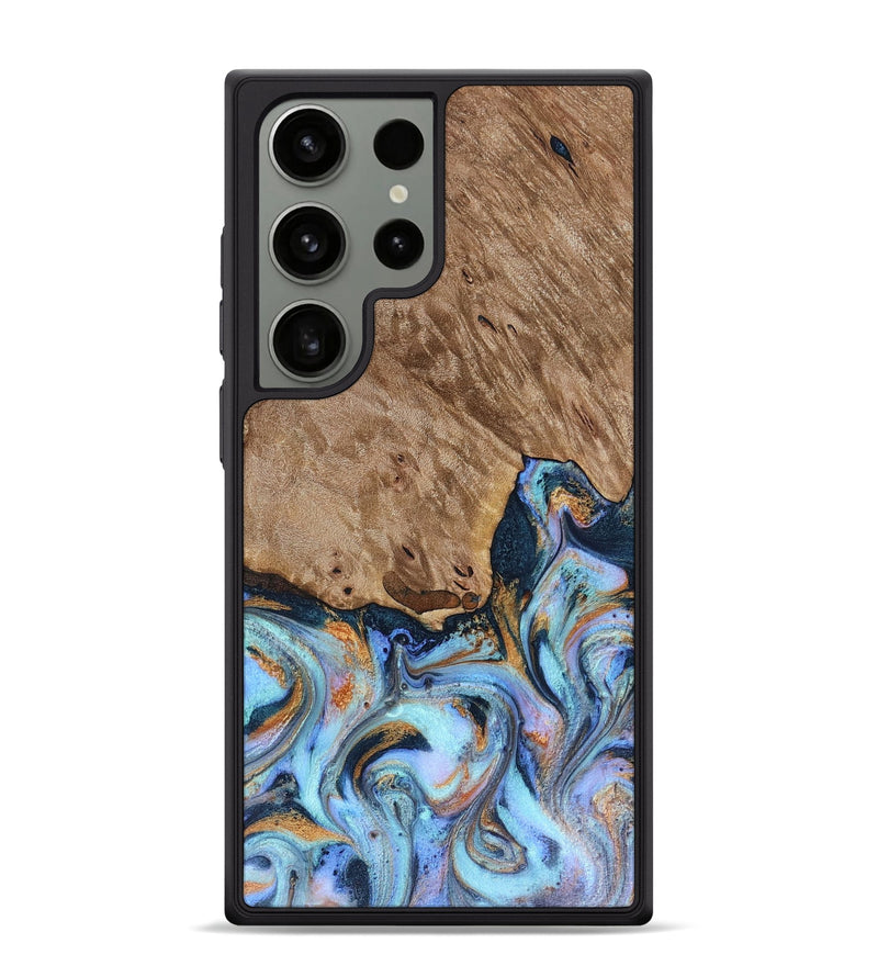 Galaxy S24 Ultra Wood Phone Case - Tanesha (Teal & Gold, 816073)