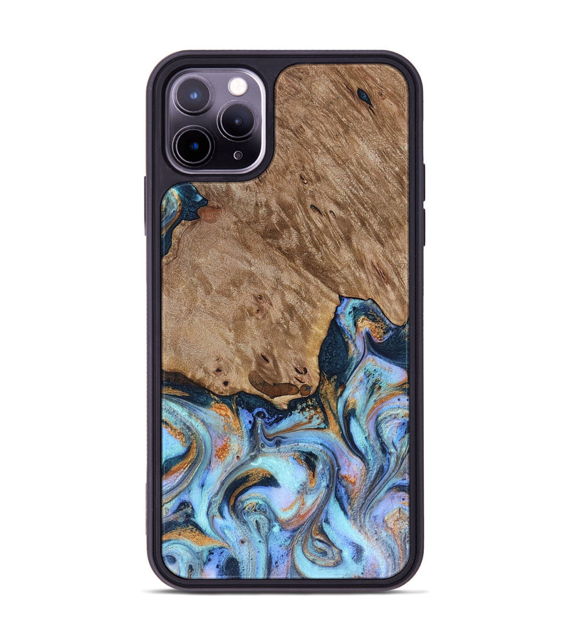iPhone 11 Pro Max Wood Phone Case - Tanesha (Teal & Gold, 816073)