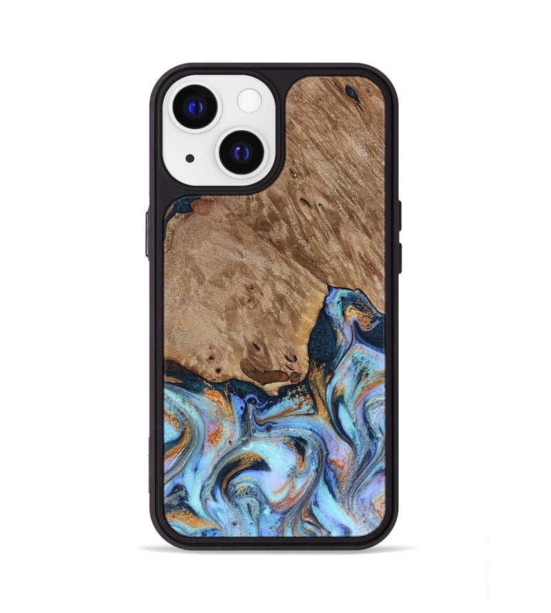 iPhone 13 Wood Phone Case - Tanesha (Teal & Gold, 816073)